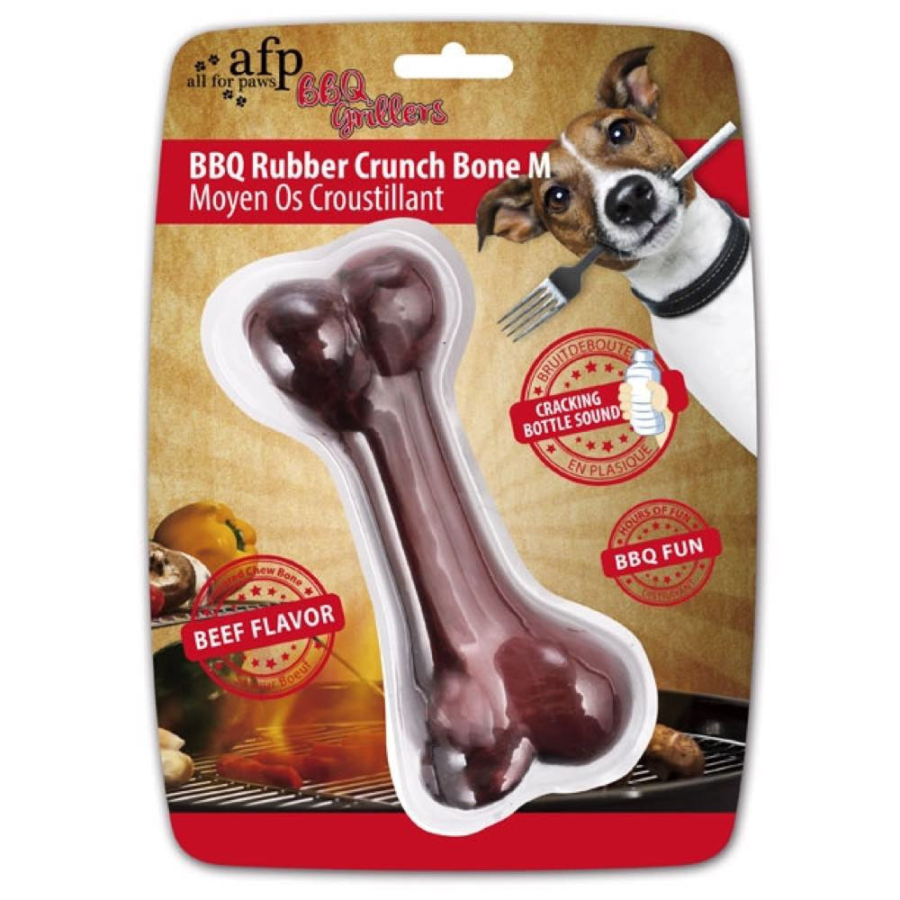 All For Paws BBQ Rubber Crunch Bone Dog Toy