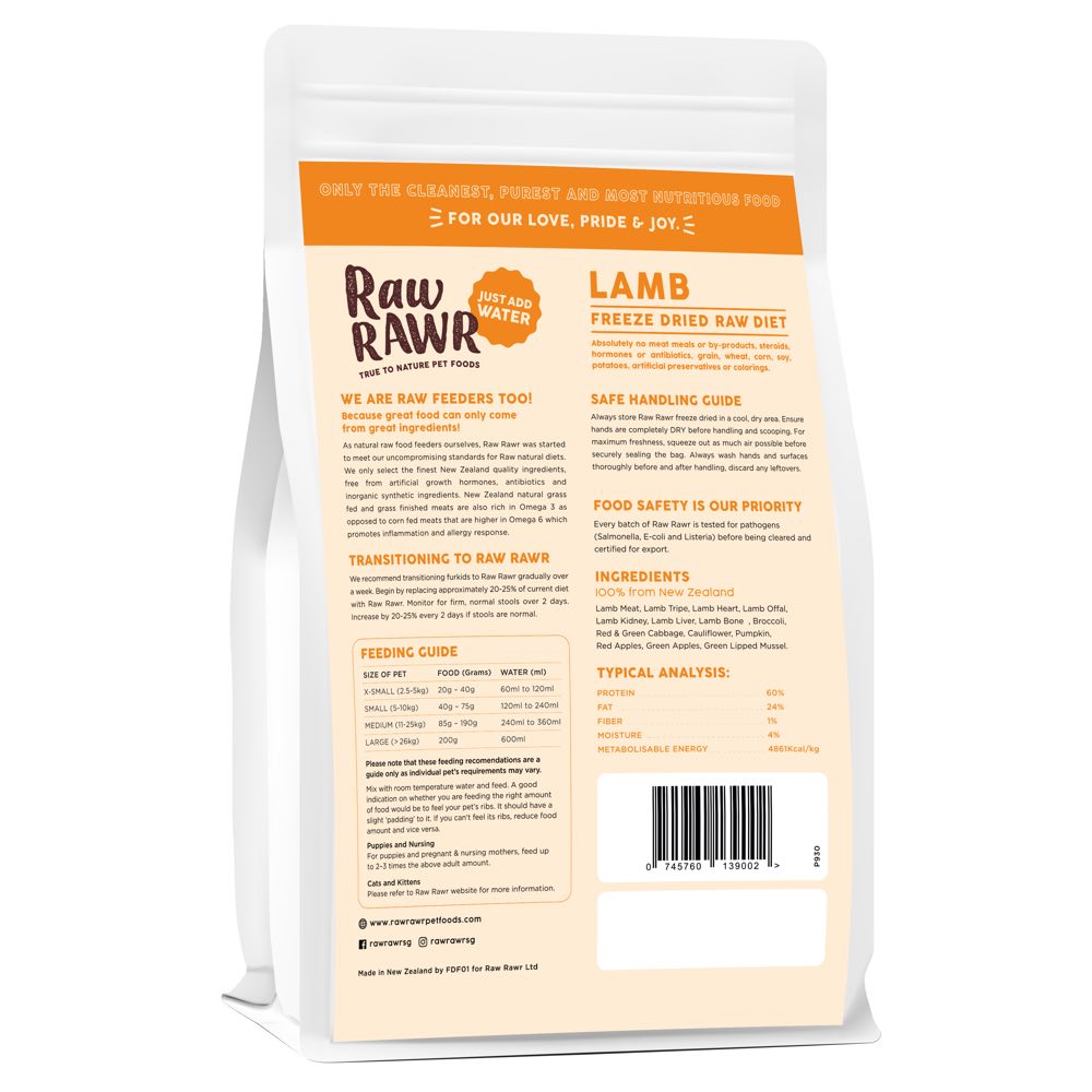 Raw Rawr Balanced Diet Lamb Freeze-Dried Raw Cat & Dog Food 400g