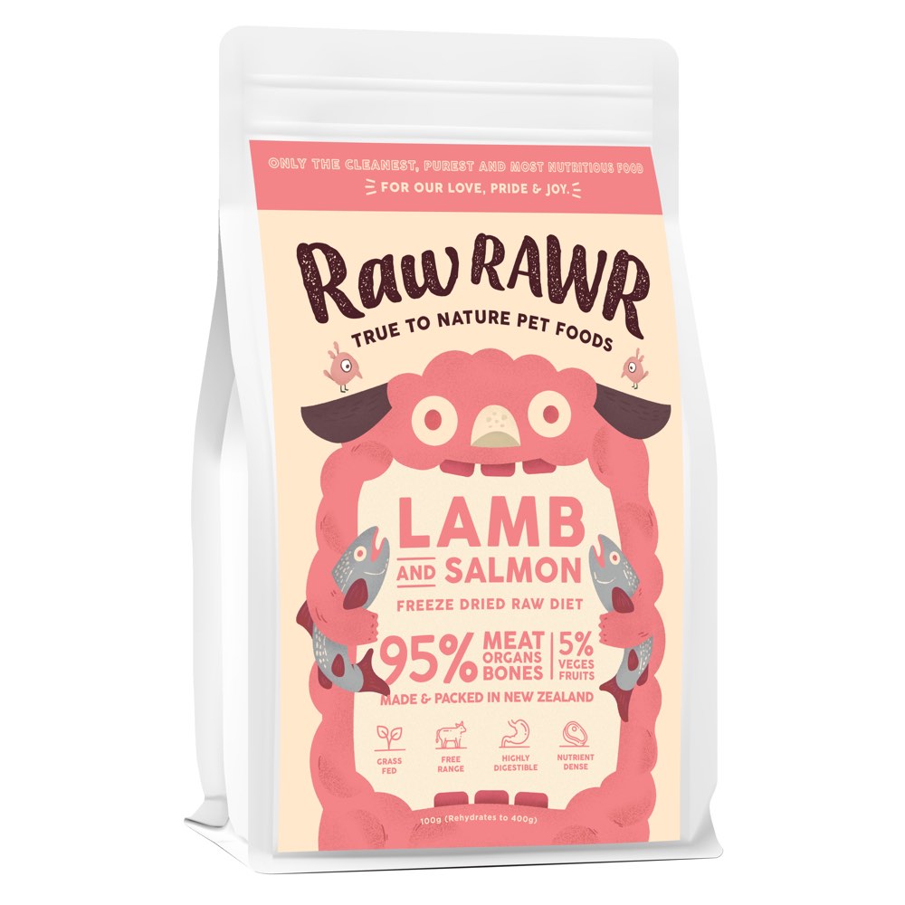 Raw Rawr Balanced Diet Lamb & Salmon Freeze-Dried Raw Cat & Dog Food 400g