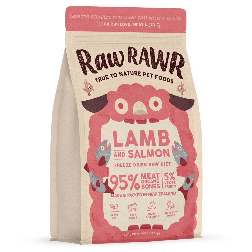 Raw Rawr Balanced Diet Lamb & Salmon Freeze-Dried Raw Cat & Dog Food 400g