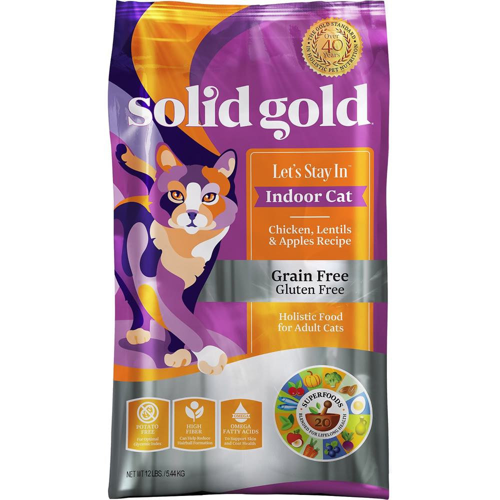 "35% OFF: Solid Gold Let's Stay In Indoor Cat Chicken, Lentils & Apples Dry Cat Food"