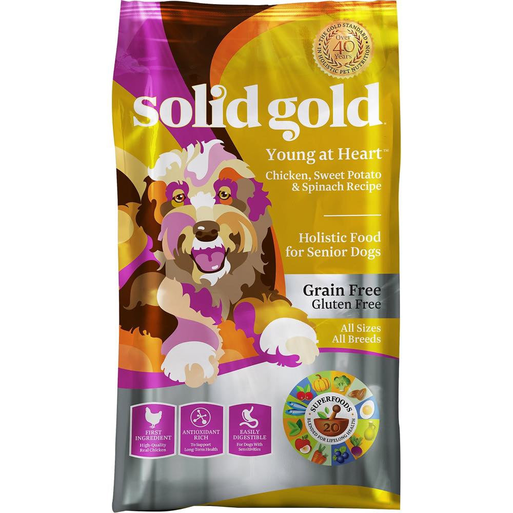 "Solid Gold Young At Heart Chicken, Sweet Potato & Spinach Senior Dry Dog Food"