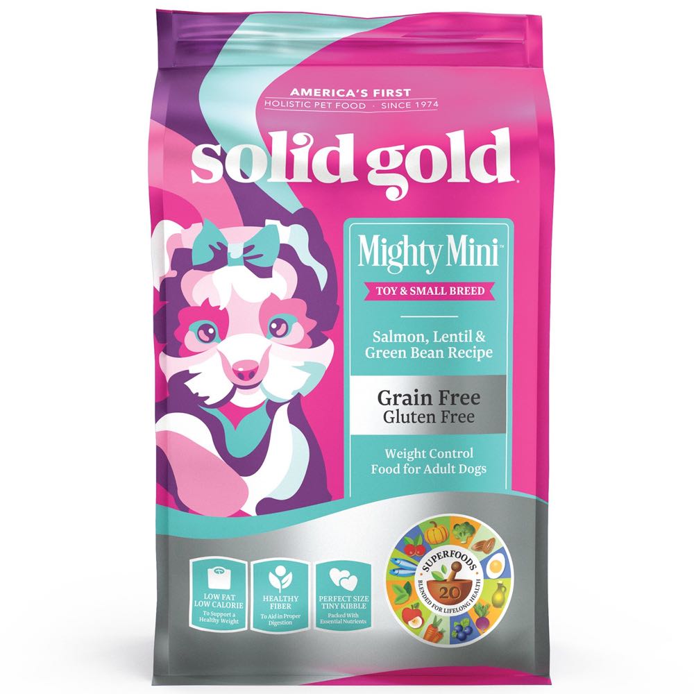 "Solid Gold Mighty Mini Salmon, Lentil & Green Bean Grain-Free Weight Control Dry Dog Food 4lb"