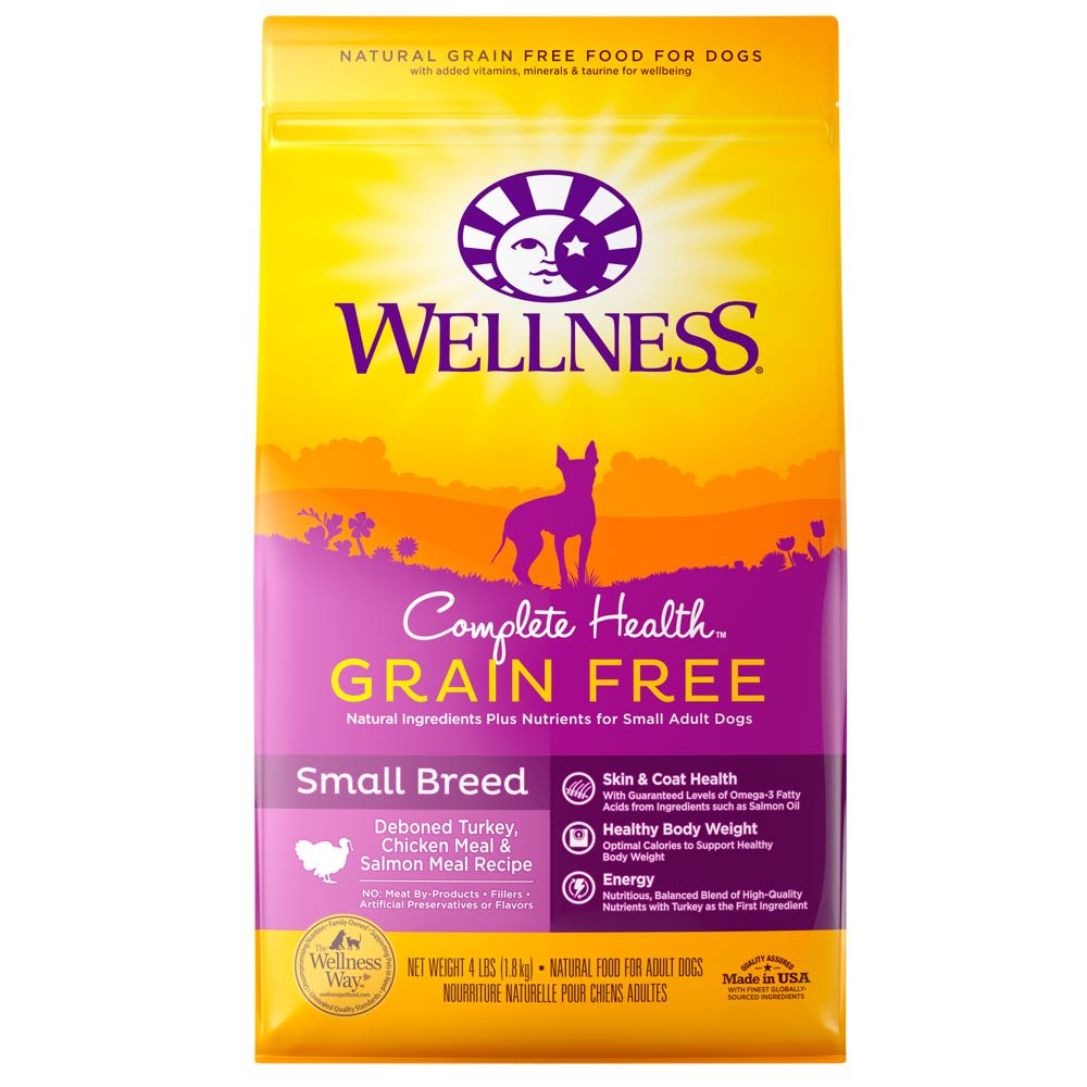 "'$11 OFF 4lb/BUNDLE DEAL': Wellness Complete Health Turkey, Chicken & Salmon Small Breed Adult Grain Free Dry Dog Food"