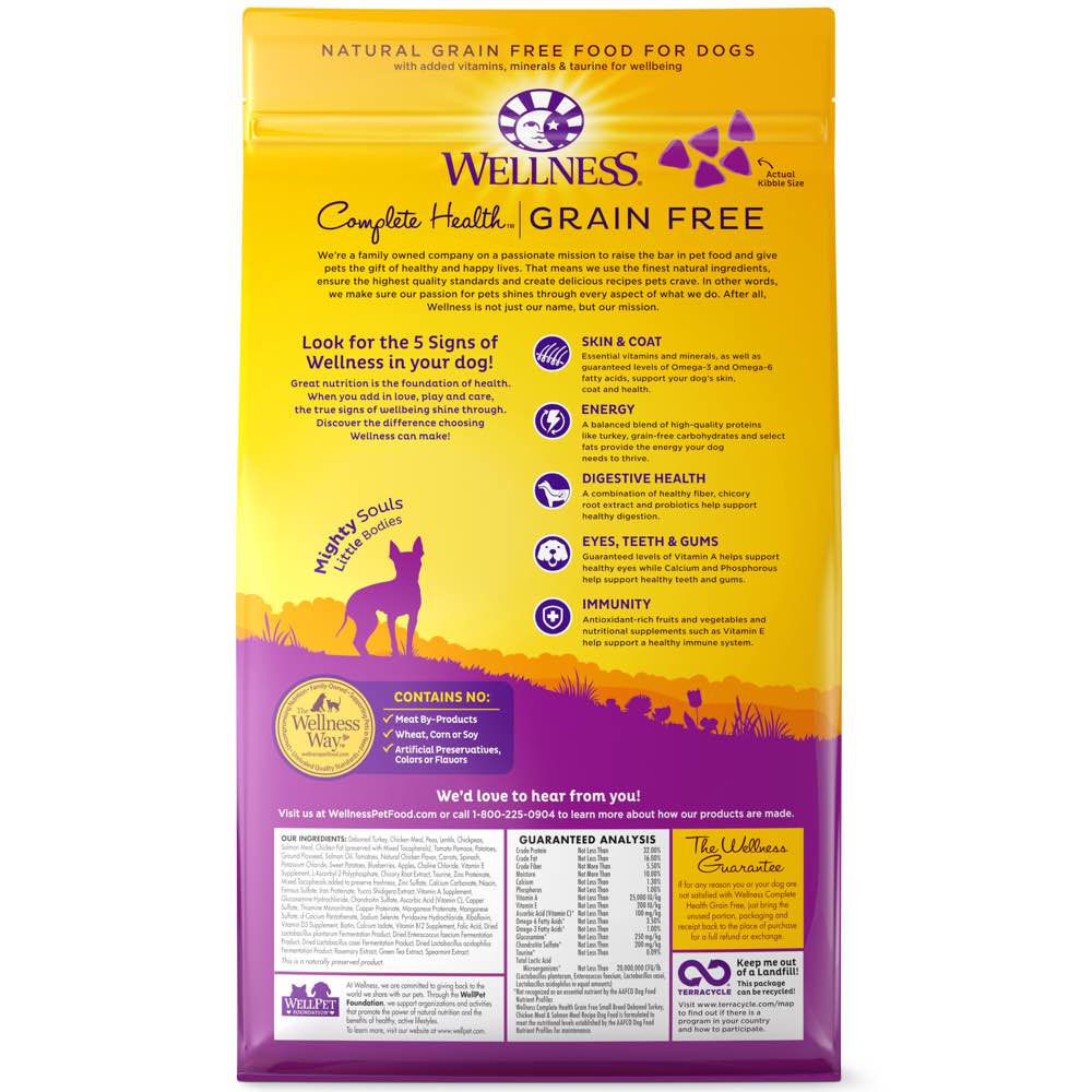 "'$11 OFF 4lb/BUNDLE DEAL': Wellness Complete Health Turkey, Chicken & Salmon Small Breed Adult Grain Free Dry Dog Food"