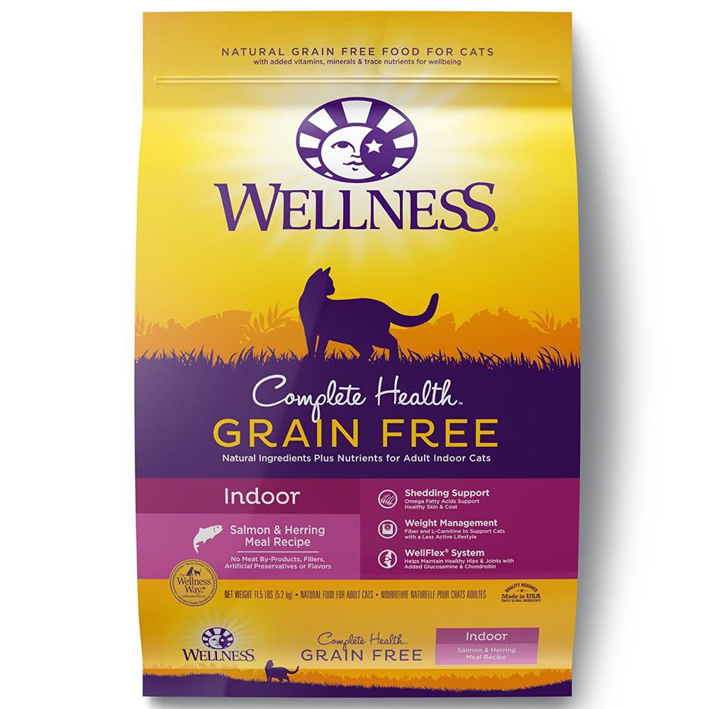 'FREE TREATS': Wellness Complete Health Grain Free Indoor Salmon & Herring Adult Dry Cat Food 11.5lb